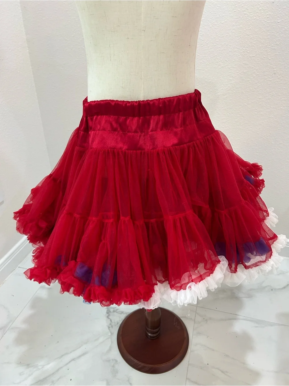 Kaiya Eve Red Ruffled Tulle Tutu Petticoat Dosey Do Skirt with, Girls Size 4